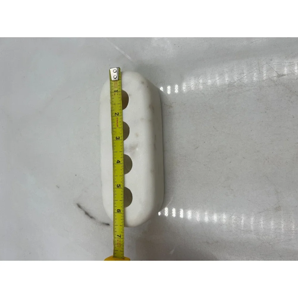 West Elm Candle Holder White Gray Fleck Marble Holds 4